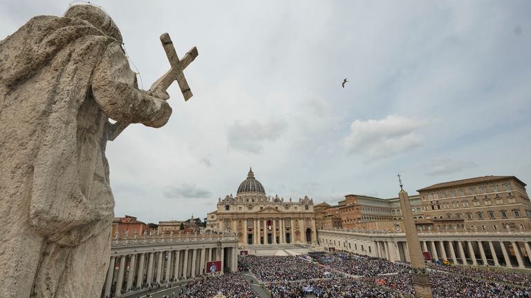 Crowds cheered as the bells tolled. Pic: AP