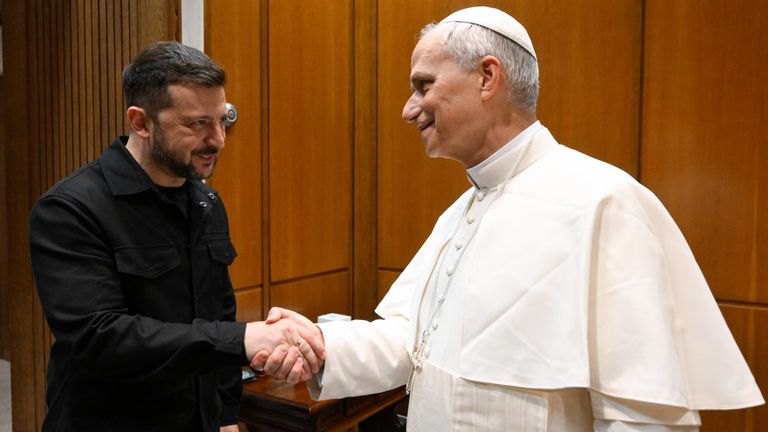 President Volodymyr Zelenskyy meets Pope Leo. Pic: ZelenskyyUa/X