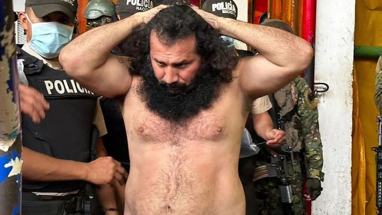The leader of the powerful Los Choneros gang, Jose Adolfo Macias, alias 'Fito' Pic: Ecuadorian Armed Forces
